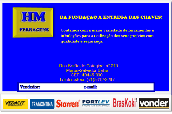 Logo da empresa HM COMERCIAL DE FERRAGENS E CONEXOES ESPECIAIS LTDA