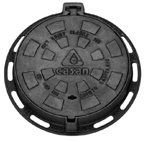 Item TAMPA DE FERRO NODULAR FUNDIDO COM ARO ARTICULADO - REDONDO - DN600 MM