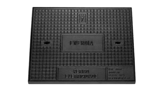 Item TAMPA DE FERRO FUNDIDO COM ARO NÃO ARTICULADO - RETANGULAR - 0,46X0,70 CM