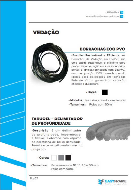 Item Borrachas e Espuma de Vedação