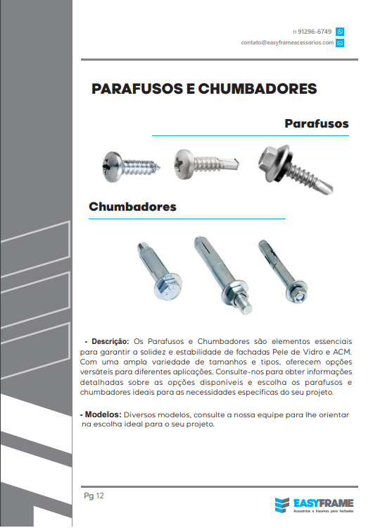 Item Parafusos e chumbadores diversos