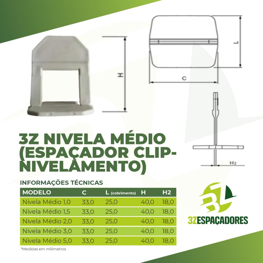 Item 3Z Nivela Médio (Espaçador Clip-Nivelamento)