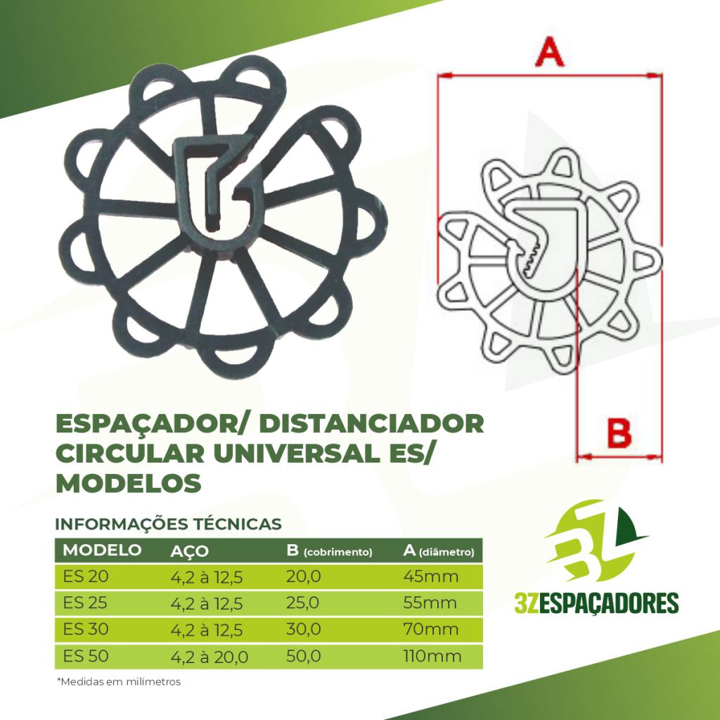 Item Espaçador/Distanciador Circular Universal ES/Modelo S