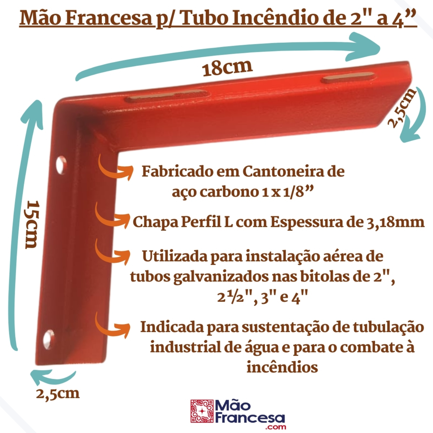 Item Suporte Mão Francesa para tubos de incêndio