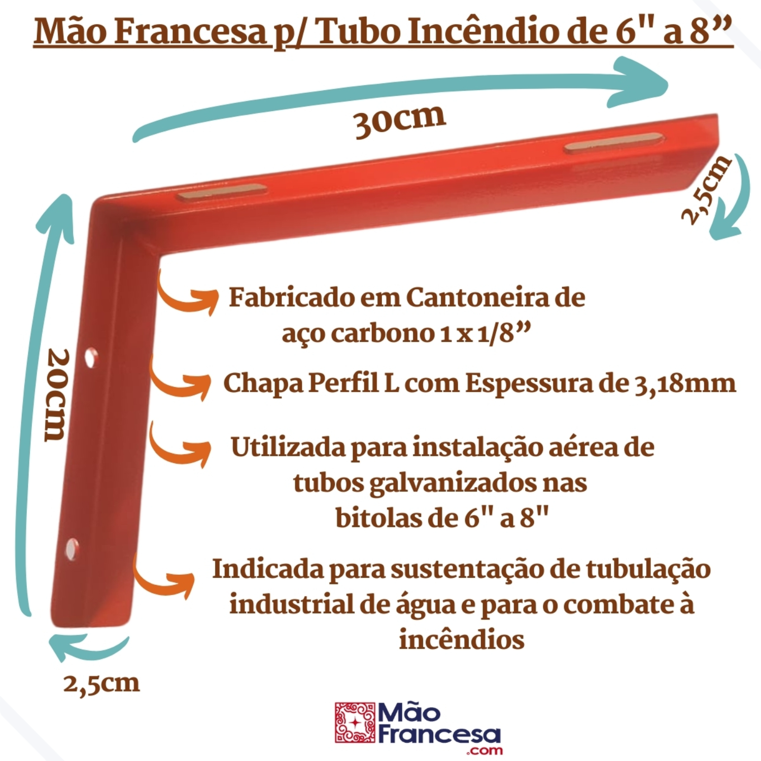 Item Suporte Mão Francesa para tubos de incêndio