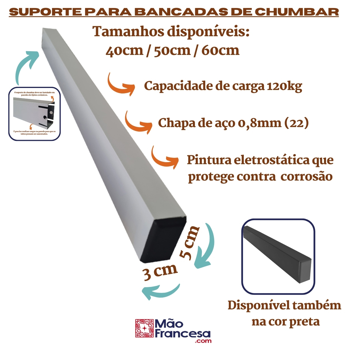 Item Suporte para Pias e Bancadas de Chumbar