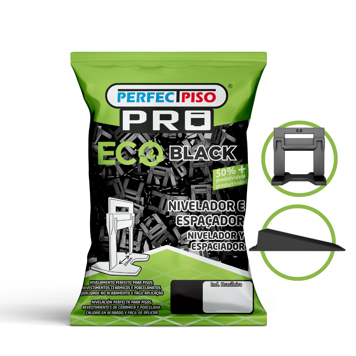 Item ESPAÇADORES DE PISOS LINHA PRO ECO BLACK (CUNHA LARGA)