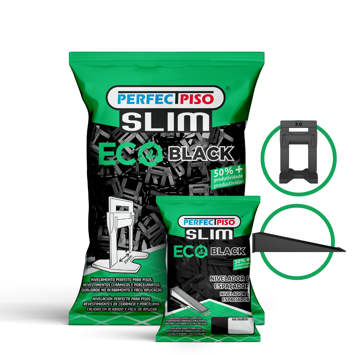 Item ESPAÇADORES DE PISOS LINHA SLIM ECO BLACK