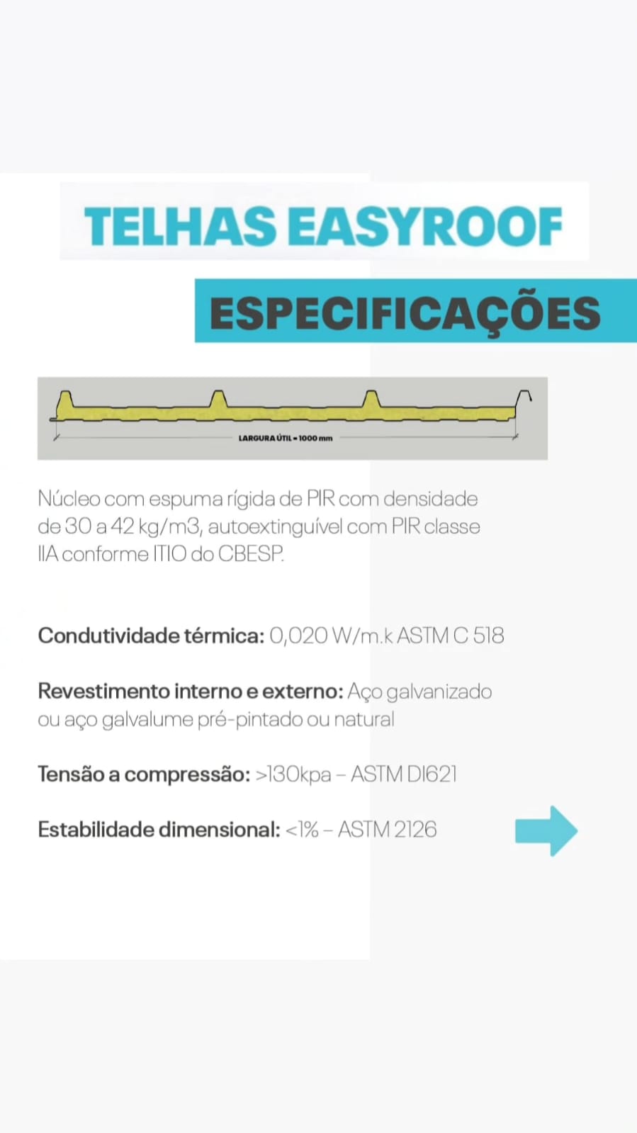 Item TELHAS EASYROOF - TELHAS SANDUÍCHE