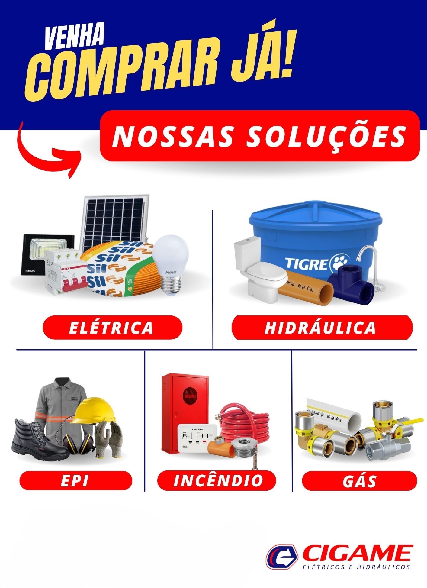 Item Material elétrico e hidráulico.